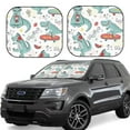 thumbnail image 2 of Uemuo Music Lover Dinosaur Printed 2 PCS Car Windshield Sun Shade, Auto Sun Heat and UV Rays Blocker, Foldable Automotive Front Window Sunshade Protector, 2 of 7