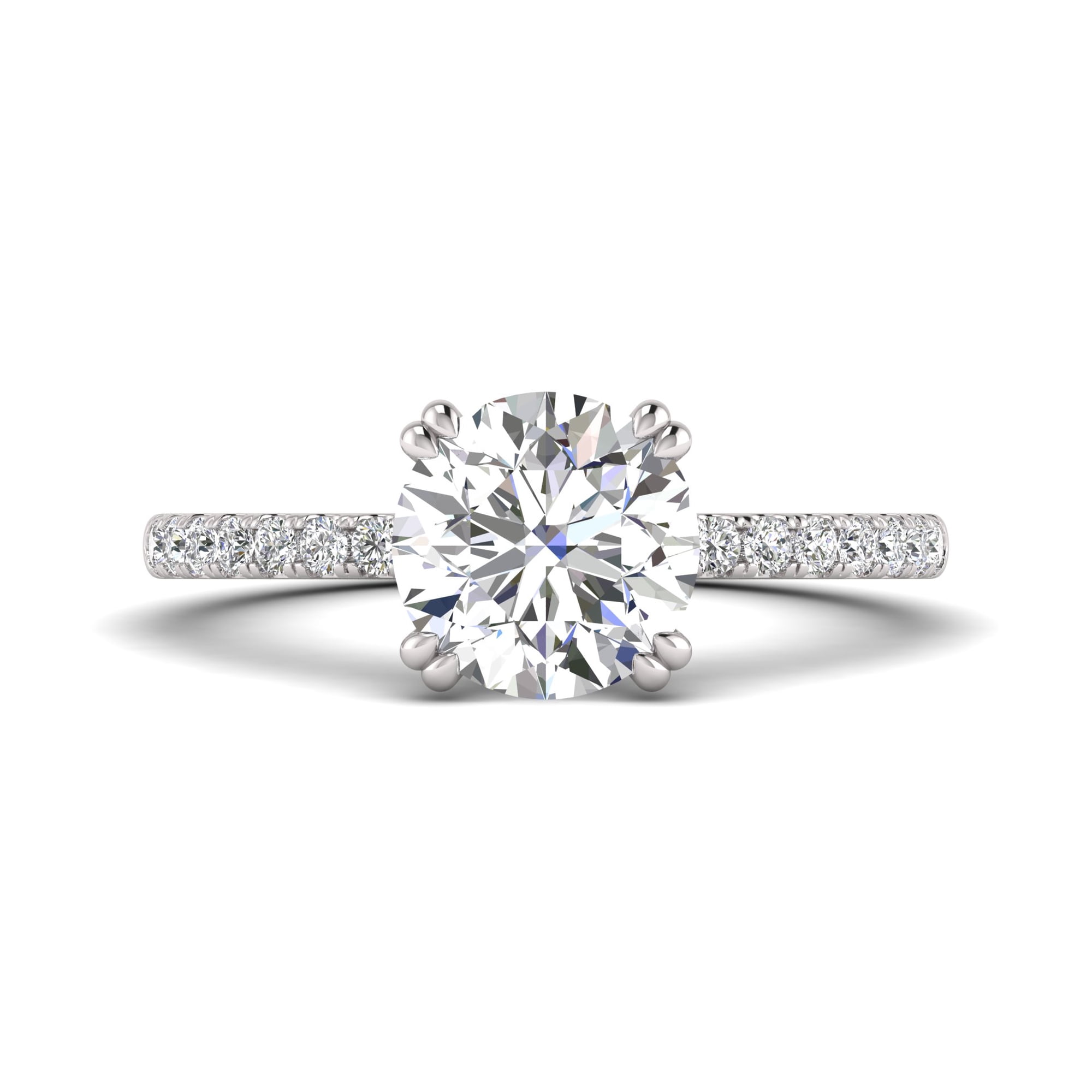 2.00 Carat TW Women's Moissanite and Natural Diamond Solitaire Engagment Ring in 10k White Gold (Size 6.5)