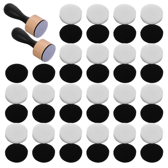 Masteelf 2pcs Mini Ink Blending Tools for Painting Drawing Supplies Round Sponges for Stamping Scrapbooking Ink Blending Tool with Wood Handle and Foam Refills