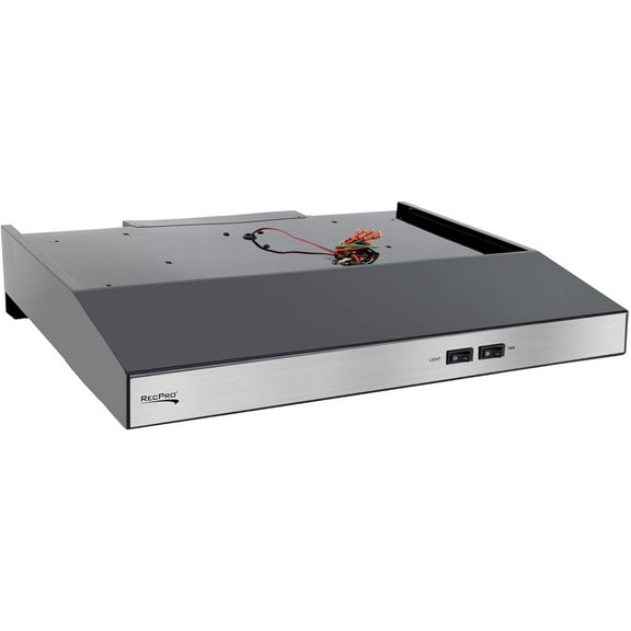 RecPro RV Stove Range Hood Vent | 22" Stainless | Low Profile | 12V | Charcoal Filter
