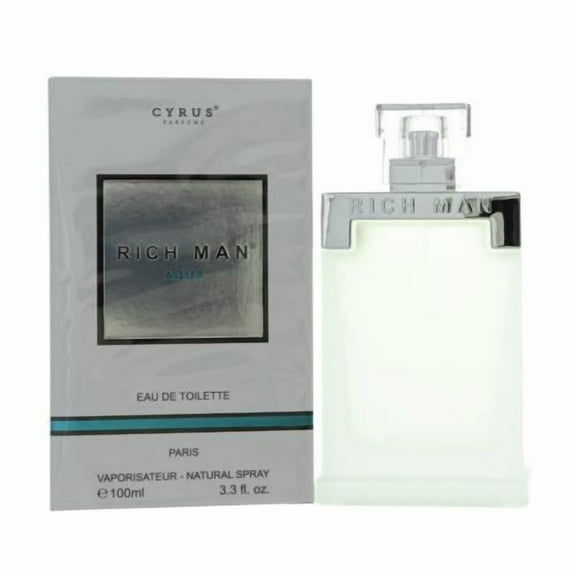 Paris Bleu Men's Rich Man Aqua EDT Spray 3.3 oz Fragrances 3442151000886