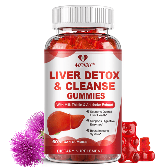 MENXI Liver Health Support Gummies with Milk Thistle & Artichoke, Digestive Wellness & Antioxidant Supplement for Gentle Cleanse Support, 60 Count