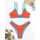 thumbnail image 1 of Conjunto de Bikini pequeño con realce para mujer, traje de baño pequeño con Tanga, Color contrastante, estilo brasileño, 2024, 1 of 5
