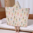 thumbnail image 5 of Beige Princess Watercolor Dress Pattern Hooded Bath Towel，50"x30" for Ages 3 To 12 Kids, Quick Dry Lightweight Soft Microfiber Hood Beach Towel Cover Up for Kids, 5 of 7