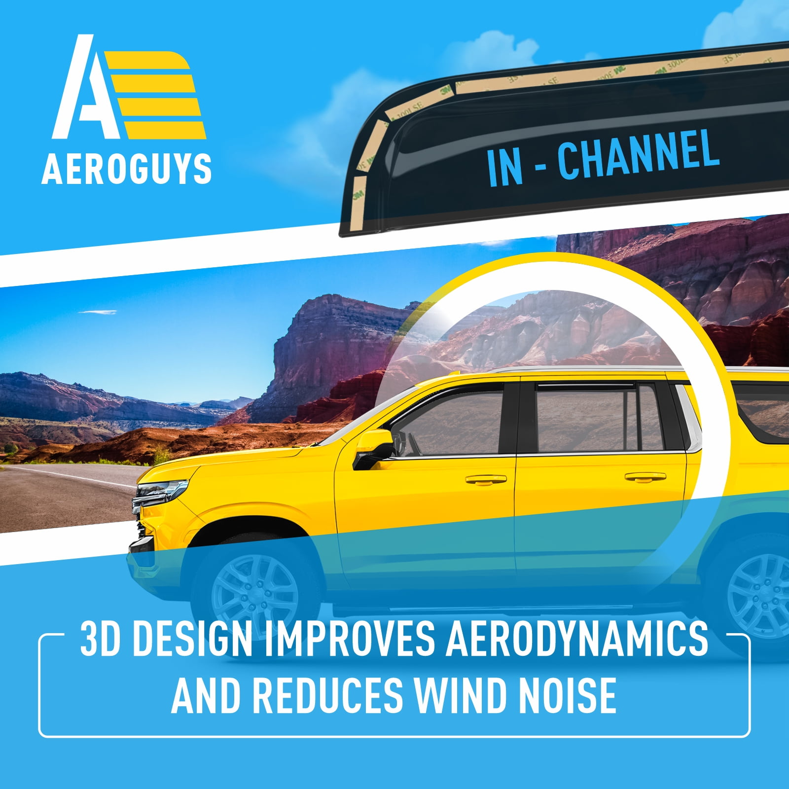 AEROGUYS In-Channel Window Deflectors Extra Durable Window Visors Rain Guards Fit for Chevrolet (Chevy) Suburban 2021-2026, Sun Visors, Wind Vent Visors, Car Accessories - 4 pcs. AG0473
