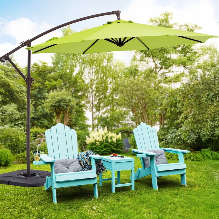apple green patio umbrella PatioKingdom 9FT Outdoor Umbrella-UPF 50+ Sun Shade with Wind Vent, Push-Button Tilt & Smooth Crank Lift, Rust-Resistant Fiberglass Frame for Garden, Backyard,Yard (Apple Green) : Patio, Lawn & Garden while the 120 JEAREY 10ft Round Patio Offset