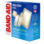 Band-Aid Brand Tru-Stay Sheer Adhesive Bandages, Assorted, 80 Count