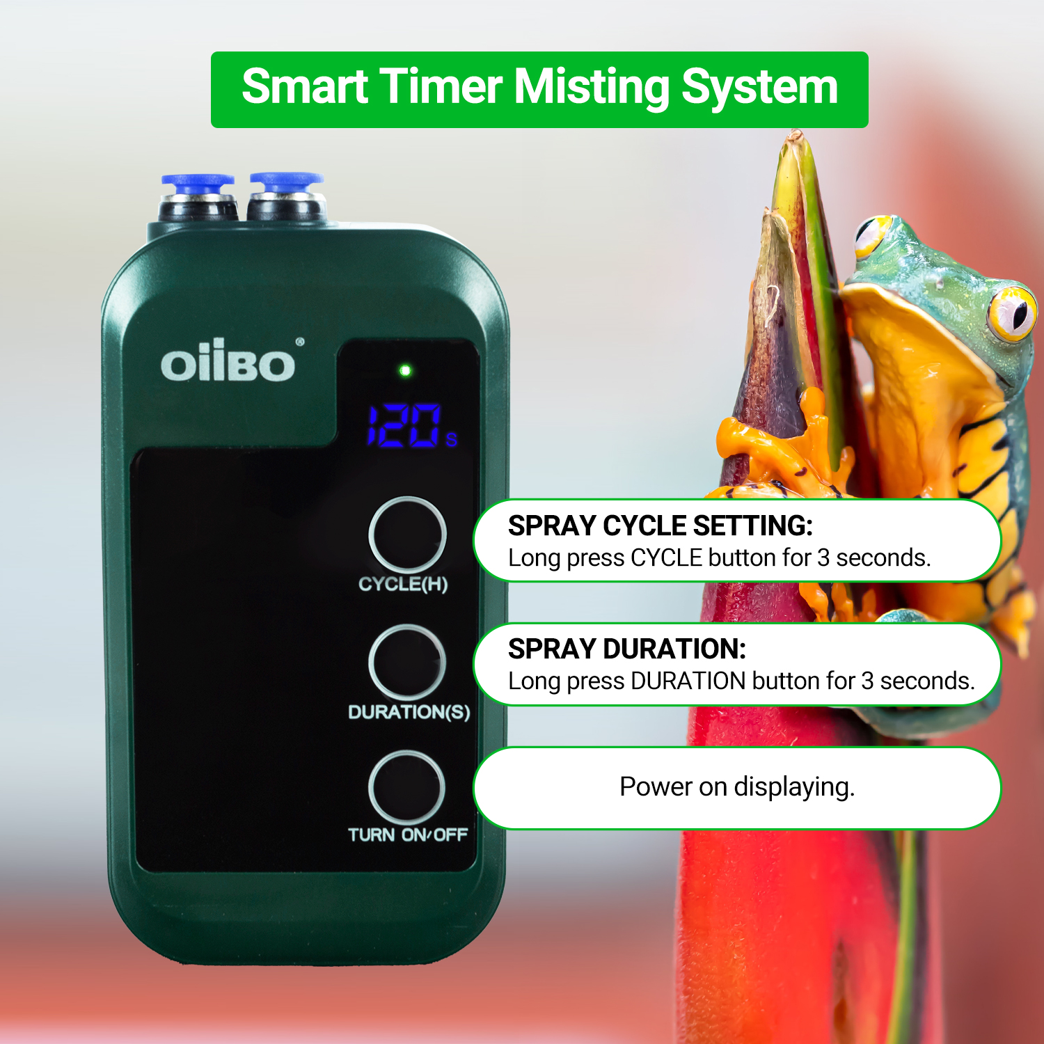 OIIBO Automatic Reptile Humidifier Spray System with 360°Adjustable Misting Nozzles for Reptile Terrariums