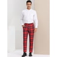 thumbnail image 3 of Pantalones de vestir a cuadros para hombre Pantalones de negocios con frente plano Pantalones de traje a cuadros Rojo oscuro S, 3 of 6