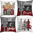 thumbnail image 1 of 40x40 cm Christmas Cushion Covers Merry Christmas Joy Xmas Trees Red and Black Decorative Winter Holiday Cushion Case Decoration for Coach Sofa Set of, 1 of 3
