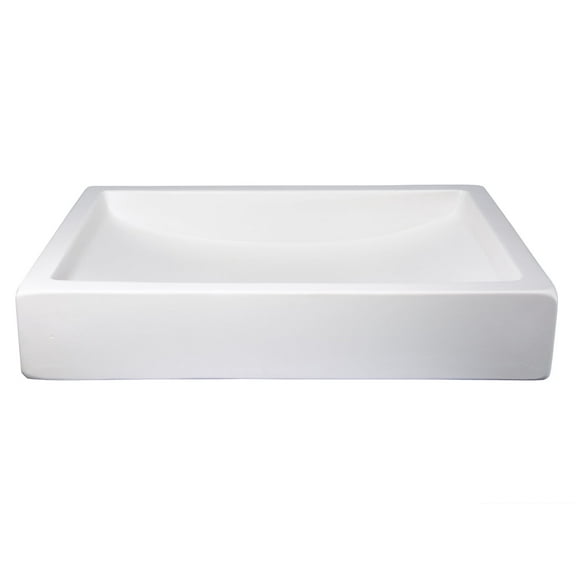 22-in. Shallow Wave Concrete Rectangular Vessel Sink - White