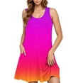 thumbnail image 3 of Ombre Tank Dress for Women Sleeveless Casual Loose Fit Gradient Print Mini Sundress Summer Beach Vacation, 3 of 4