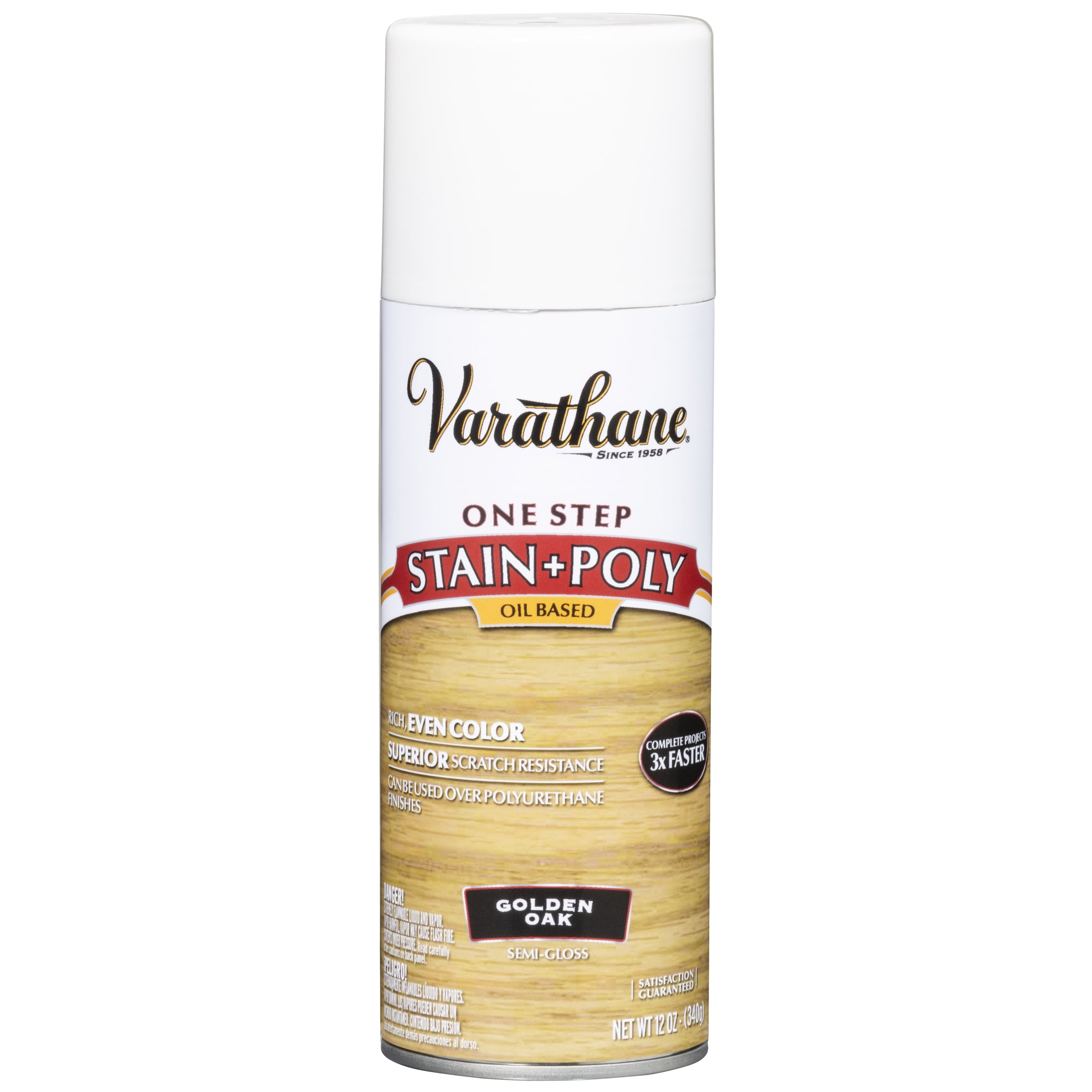 6 Pack, Golden Oak, Varathane Stain + Polyurethane Oil-Based, Semi-Gloss -243864, 12 oz Spray