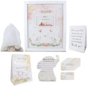 Kate Aspen Elephant Baby Shower Guest Book Alternative with 30 Wooden Pieces & Advice Card with Tent Card, Decor Gifts for Baby Shower, Baby Event - Pink