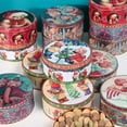 thumbnail image 6 of Cookie Tins with Lids Wedding Mother's Day Round Gift Tins for Cake Candy Cookie Food Storage - Christmas Merry Bear Small Size, 6 of 6
