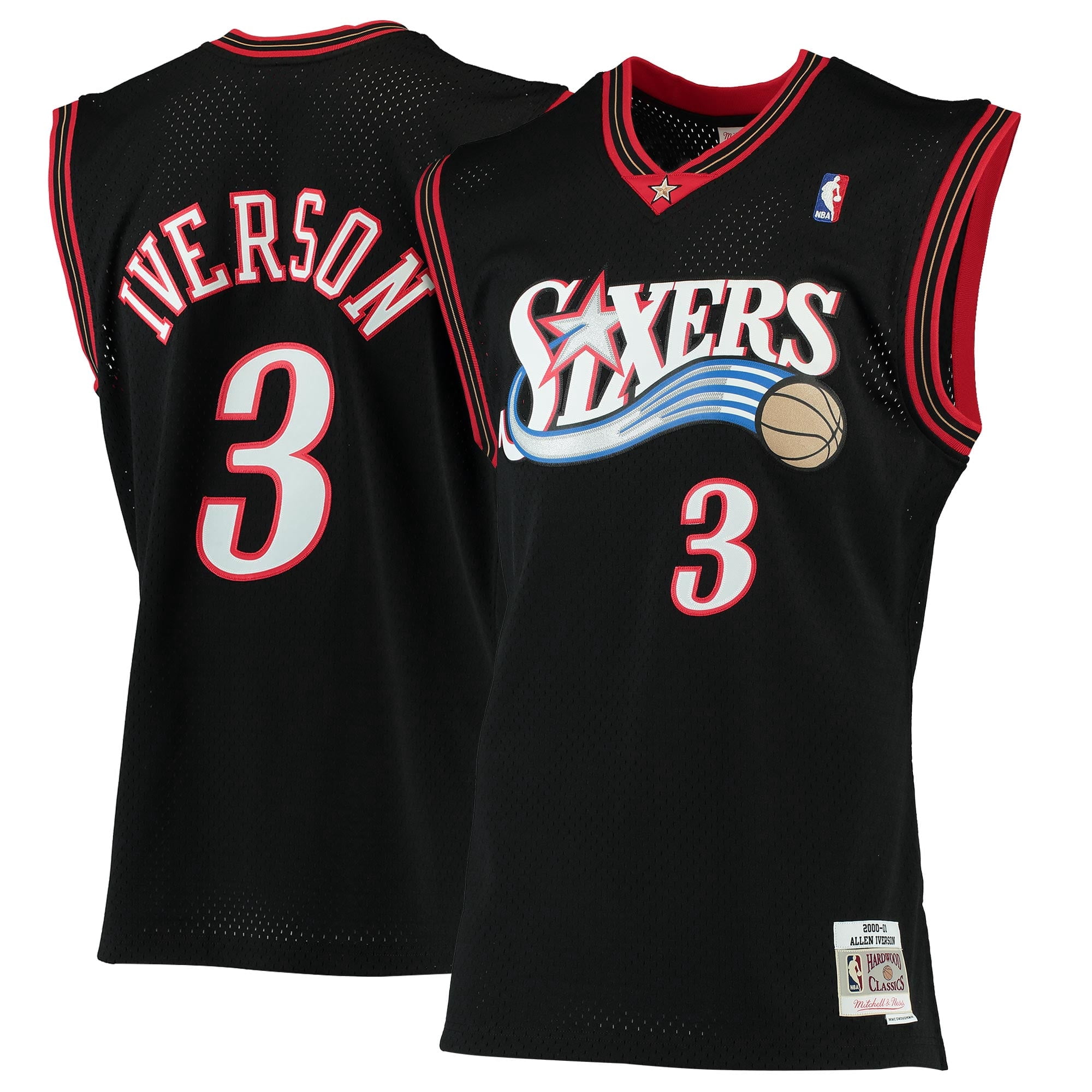 Men's Mitchell & Ness Allen Iverson Black Philadelphia 76ers 2000/01 Hardwood Classics Swingman Jersey