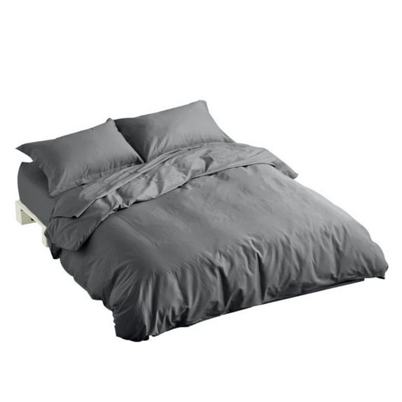 The Great American Store- Twin Duvet Cover 2 Piece Set (1 Duvet Cover + 1 Pillow Sham), 750 TC Luxurious 100% Cotton - Comforter Cover with Zipper Closure and Corner Ties - (Solid Dark Grey)