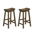 thumbnail image 1 of CoSoTower 29-Inch Bar Height Stools 2Pc Set Saddle Seat Solid Wood Cherry Finish Casual Dining Furniture, 1 of 1