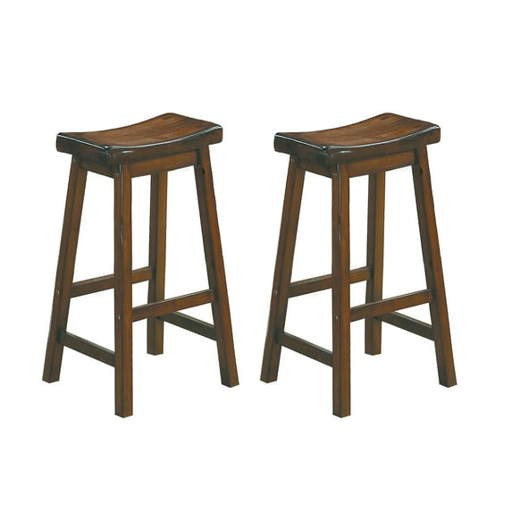 CoSoTower 29-Inch Bar Height Stools 2Pc Set Saddle Seat Solid Wood Cherry Finish Casual Dining Furniture