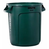 Round Brute Container, Plastic, 10 gal, Dark Green, 6/Carton