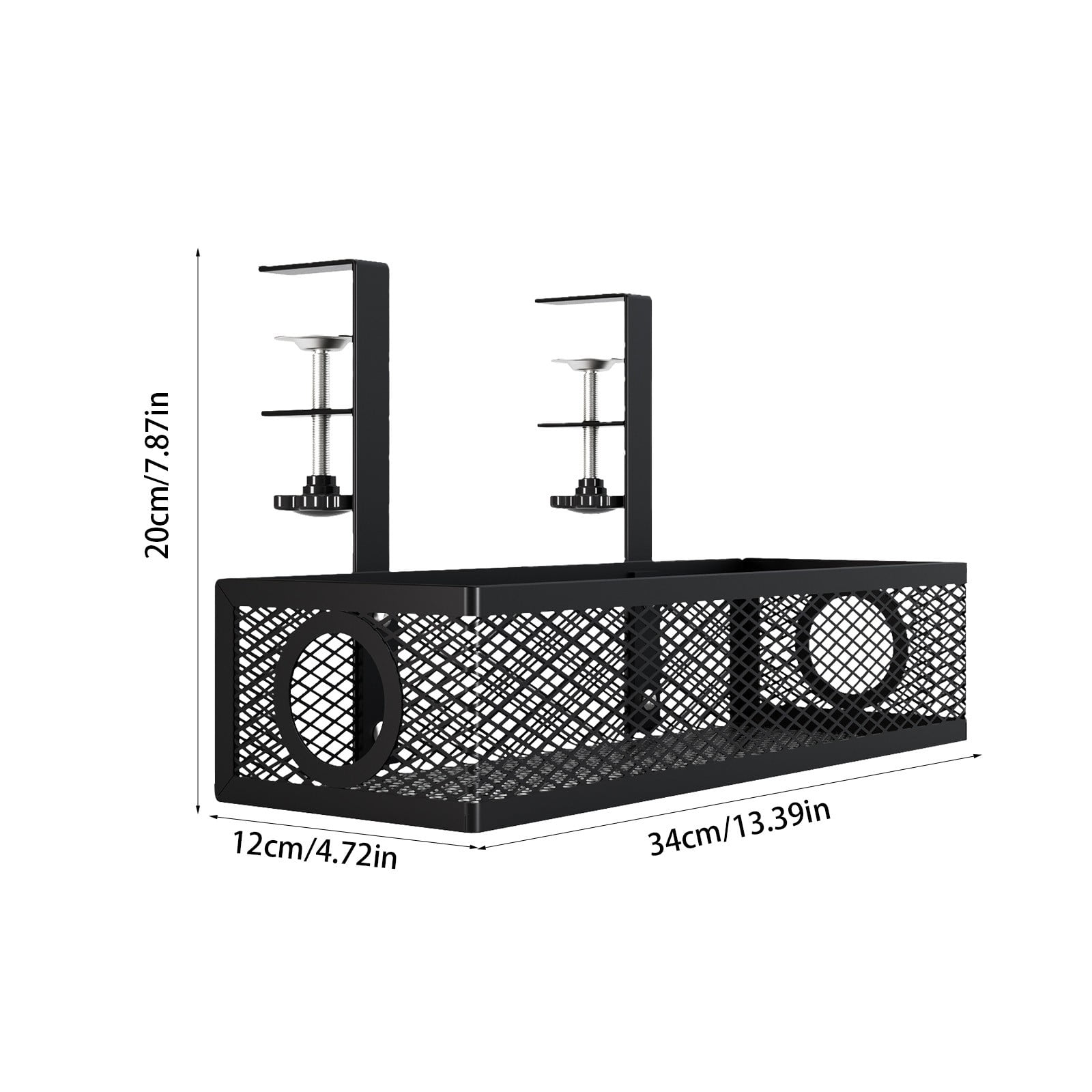 JingChun Under Desk Storage Organizer Clamp-On, Mesh Metal Desk side storage - Use on desk, under table or as a hanging wall organizer for office supplies & home& school essentials