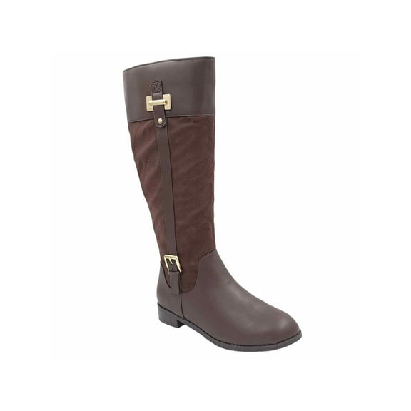 KAREN SCOTT Womens Brown Cushioned Deliee2 Round Toe Block Heel Zip-Up Riding Boot 11 M