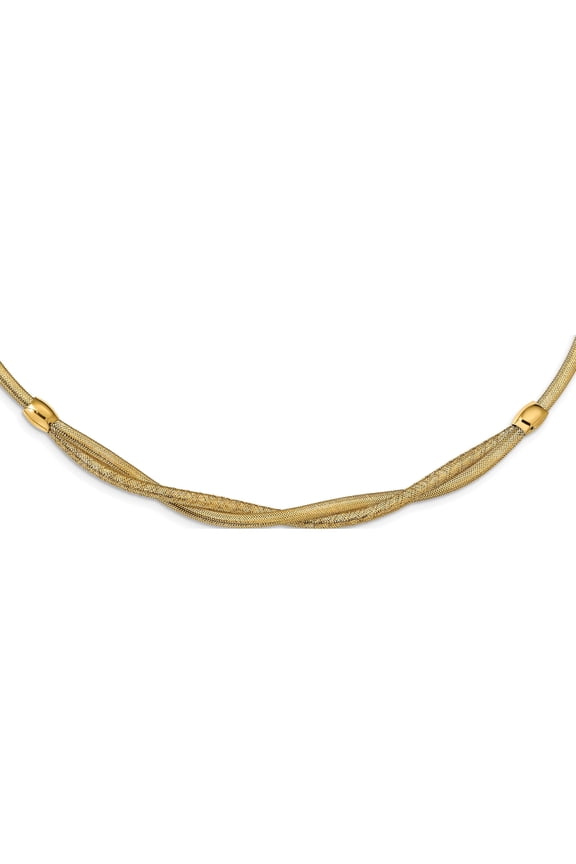 14K Yellow Gold Jbsp's Polished Mesh Necklace (18 X 7) Made In Italy lf1158-18