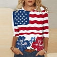 thumbnail image 2 of 250th Anniversary USA Shirt for Women 3/4 Sleeve 4th of July Tunic Tops Ladies Patriotic American Flag Blouse Independence Day Gift Multicolor 11 M, 2 of 5