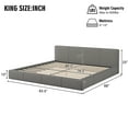 thumbnail image 2 of Hayes Modern King Size PU Upholstered Bed, Platform Bed with Solid Wood Frame, Gray, 2 of 6