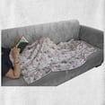 thumbnail image 6 of Retro Soft Flannel Fleece Blanket, Dahlia Flower Petal Printed Watercolor and Doodled Circles and Geometric Dashed Lines, Cozy Plush for Indoor and Outdoor Use, 50" x 70", Multicolor, by Ambesonne, 6 of 6
