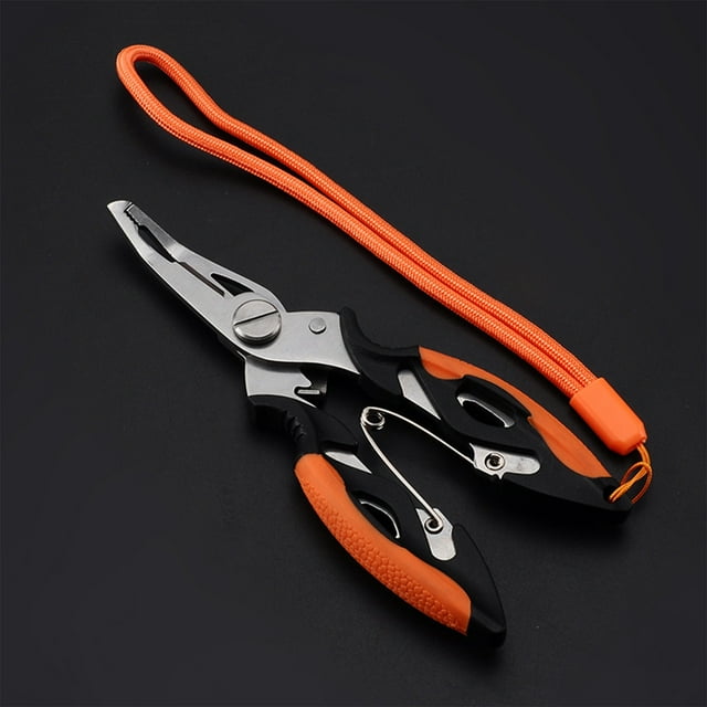 Stainless Steel Fishing Pliers, Usavan Saltwater Corrosion Resistant Hook Remover Cutter, Ergonomic Non-Slip Rubber Handle Fishing Tool with Sheath for Braid Line