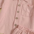 thumbnail image 6 of TOWED22 Toddler Baby Boy Girl Clothes Striped Short Sleeve T-shirt Tops Elastic Waist Shorts Set 2Pcs Summer Outfit Pink,3-4 Y, 6 of 7
