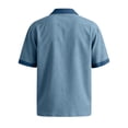 thumbnail image 6 of Uwinwear Mens Fashion Color Blocked Shirts Cuban Collar Tees Hawaiian Shirts Short Sleeve Button Down Shirts Casual Summer Beach Tops With 2 Pockets,Blue,XL, 6 of 8