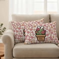 thumbnail image 2 of Happy Easter Pillow Covers 2 Pack Spring Rabbit Ears Potted Plant Pink Floral Linen Texture Pillowcase Waterproof Outdoor Throw Pillow Cover for Patio Balcony Rectangular Cushion 20”x12”, 2 of 9