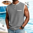 thumbnail image 2 of DagobertNiko Plus Size Tank Tops for Men Sleeveless T Shirts Button up Crew Neck Tops Quick Dry Summer Workout Running Gym Shirts with Pocket, 2 of 6