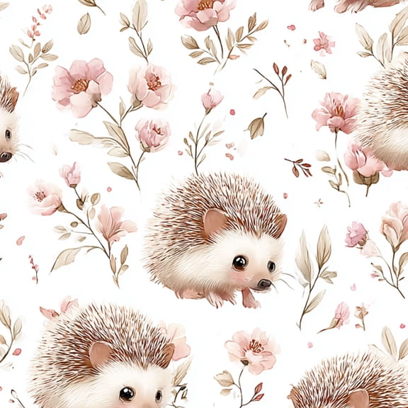 Peel and Stick Wallpaper Cute Hedgehogs Soft Pink Floral Design Wall Mural 23.6in x 9.8ft Self Adhesive Removable Wall Paper Renter Friendly Wallpaper for Bedroom Shlef Cabinet Décor