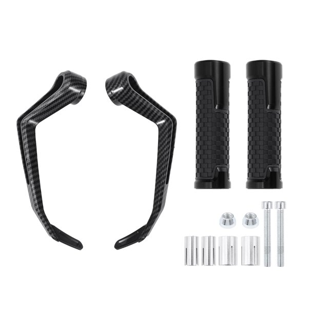 Kit de cubiertas para manillares de motocicleta Unique Bargains 7/8" 22mm 15/16" 24mm, agarres de aluminio y goma antideslizantes, color negro, 1 juego, patrón de cuadros