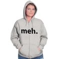 thumbnail image 3 of Meh Careless Sarcastic Satire Funny Unisex Fleece Graphic Zip Up Hoodie Brisco Brands 3X, 3 of 5