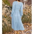 thumbnail image 1 of Vestido De Cuello Redondo, Elegante, Cómodo, Plisado, Maxi Vestido Con Capas De Color Puro Para Mujeres Para Citas Para El Trabajo ANGGREK No, 1 of 5