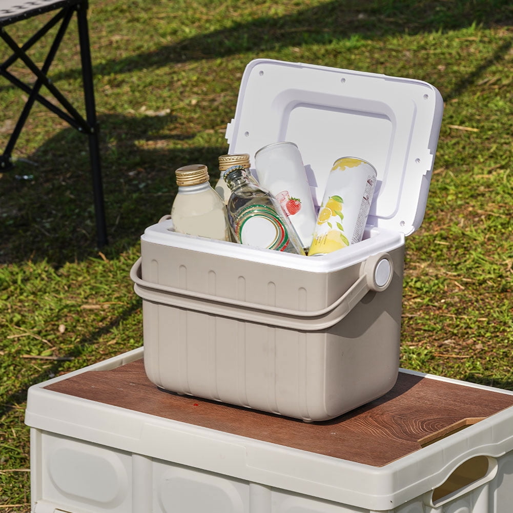 6L Camping Cooler Box Insulated Ice Chest Outdoor Hard Cooler Sport Supplies (Milk Coffee)