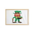 thumbnail image 1 of Leprechaun Wall Art with Frame, Happy Cartoon Long Bearded Rich Irish Elf Character with Green Hat and Clothes, Printed Fabric Poster for Bathroom Living Room, 35" x 23", Multicolor, by Ambesonne, 1 of 2
