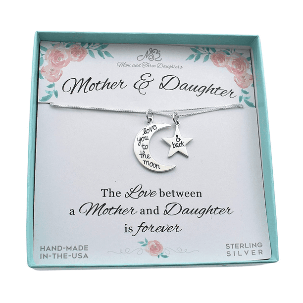 Mom Three Sisters Mother Daughter Necklace Set Love You To The Moon Back On 16 And 18 Sterling Silver Box Chain Mother Daughter Jewelry Gift For Her Walmart Com