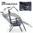 thumbnail image 3 of MoNiBloom Zero Gravity Chair Set of 2 with Canopy Shade, Patio Folding Anti Gravity Recliner, Foldable Outdoor Lounger with Cup Holder Tray for Beach Camping, Navy Blue, 3 of 11
