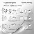 thumbnail image 6 of Lancharmed Silver Plated Womens Earrings,6 Pairs Love Hexagon Round Triangle Square Earring Cute Gifts, 6 of 8