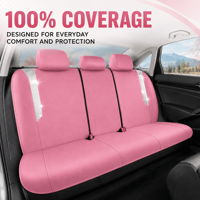 PIC AUTO Sparkly Pink Leather Seat Covers, Full Set photo 3