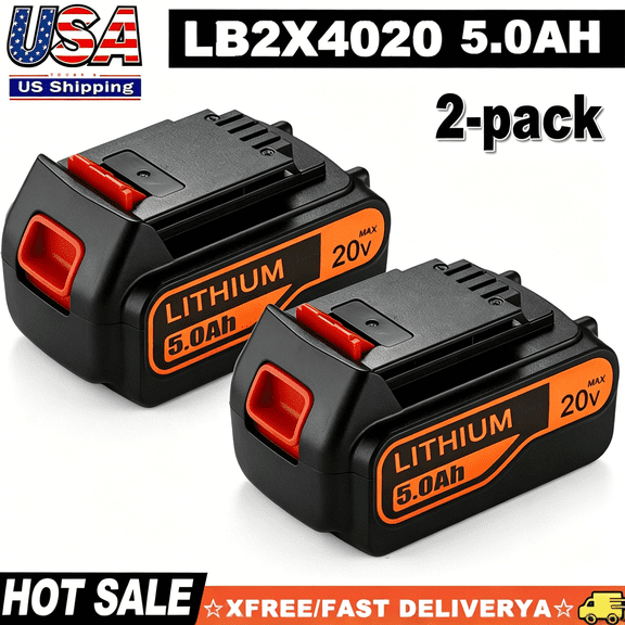 2Packs 5.0Ah LB2X4020 Replacement for Black and Decker 20V Battery LBXR2020 LBX4020 Compatible with Black and Decker Battery Tools with LED Indicator