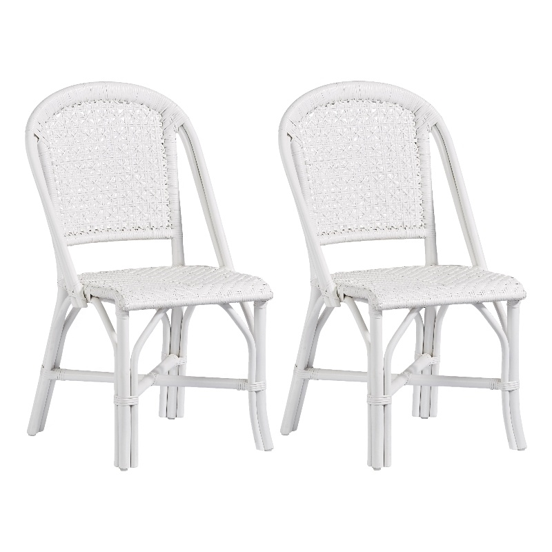 Progressive Furniture Louie Rattan Set of 2 Accent Arm Chairs in White