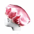 thumbnail image 1 of Gorros de ducha, gorros de satén para ducha gruesos para mujer, gorros de baño, uso práctico, 1 of 5