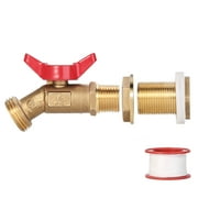 Odoland Brass Rain Barrel Quarter Turn Ball Valve Spigot with Bulkhead Fitting