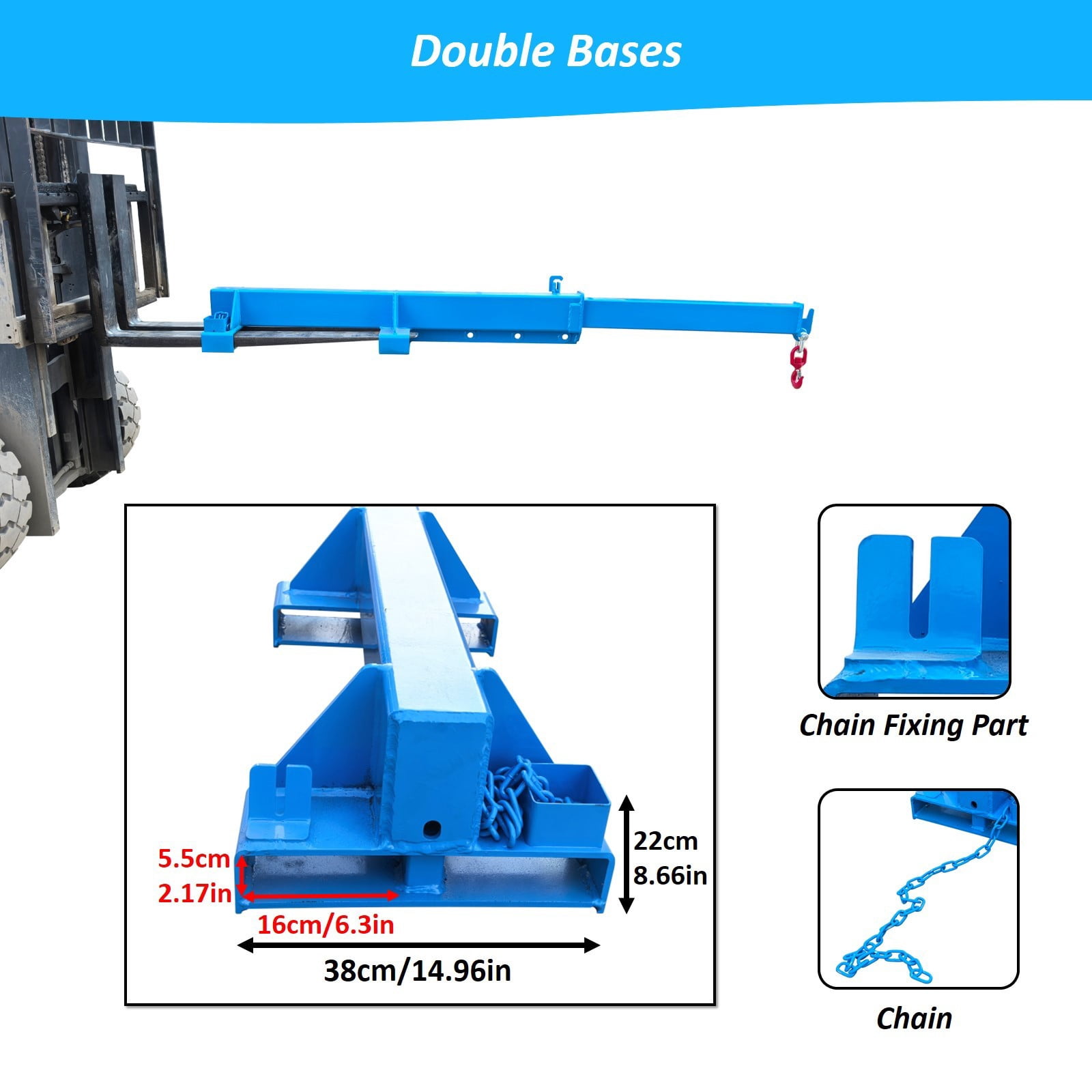 1T Adjustable Mobile Crane Blue Lifting Hoist Telescopic Arm Forklift for Warehouse Factory